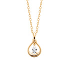 Collier goutte ajourée et zircon poire suspendu en plaqué or