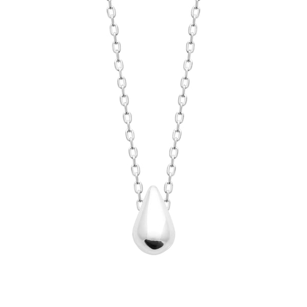 Collier goutte bombée en argent 925 rhodié 45 cm