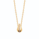 Collier goutte bombée traversée d’une ligne de zircons en plaqué or