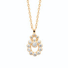 Collier pendentif goutte festonnée et zircons en plaqué or