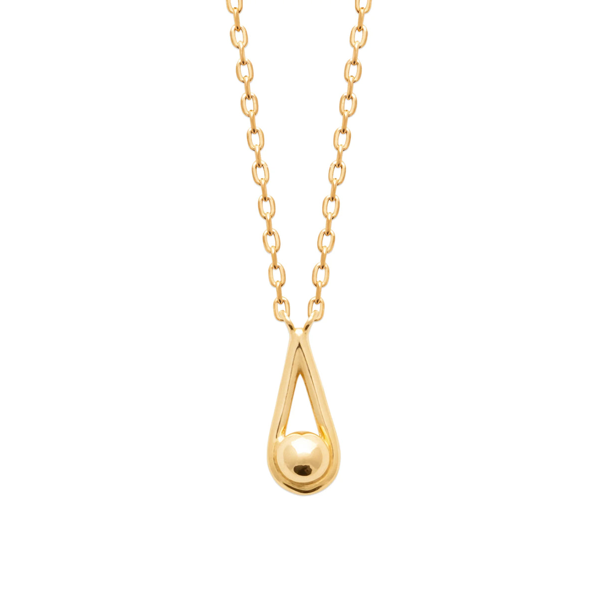 Collier goutte filaire et bille de métal en plaqué or