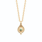 Collier goutte rayonnée et aventurine verte en plaqué or