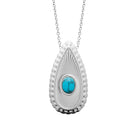 Collier goutte striée et cabochon bleu turquoise en acier argenté