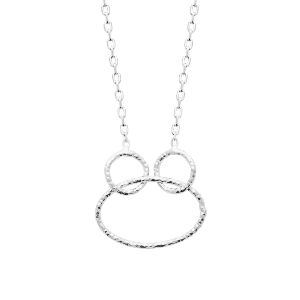 Collier grand anneau ovale martelé en argent 925