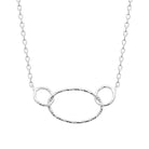 Collier grand anneau ovale martelé en argent 925