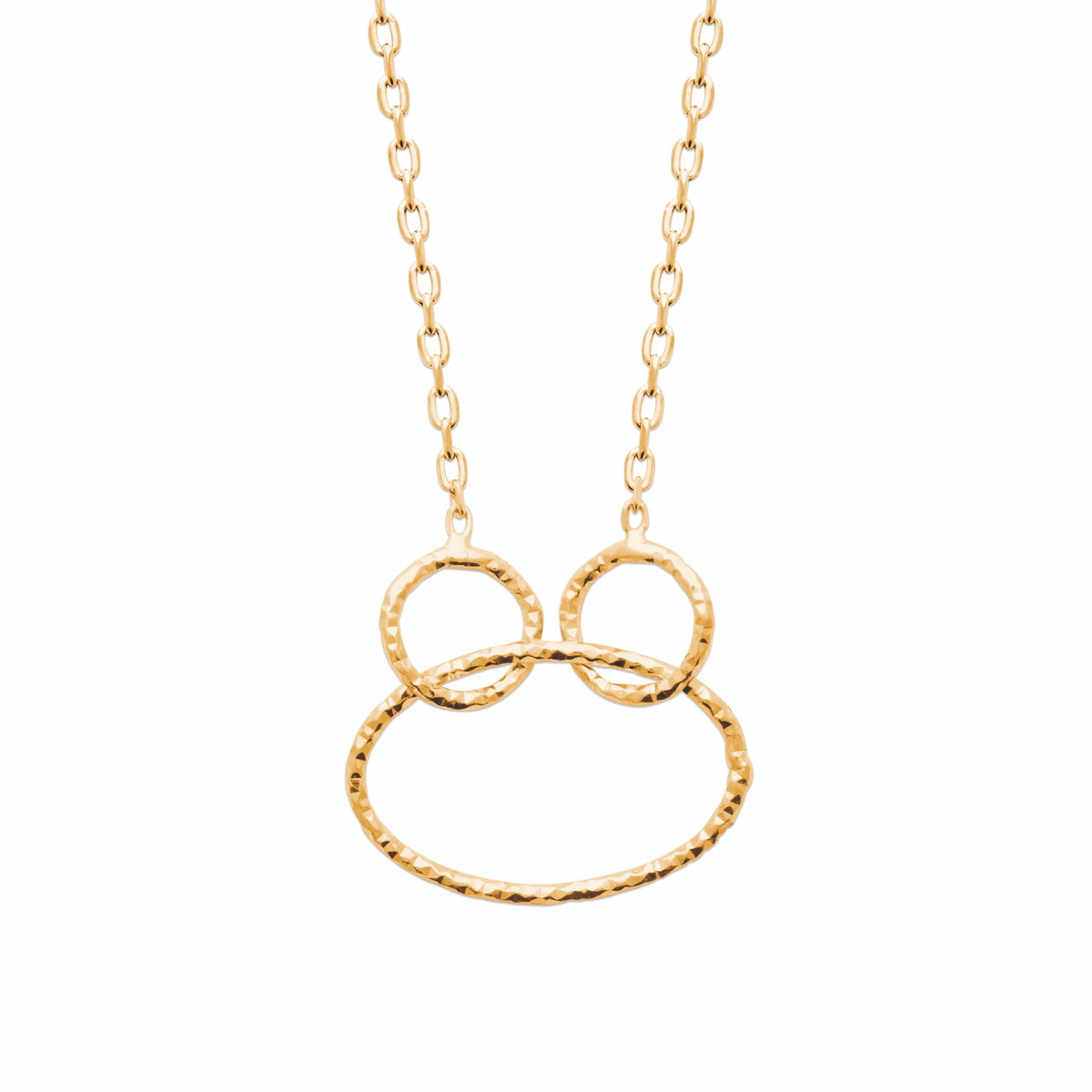 Collier grand anneau ovale martelé en plaqué or