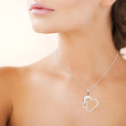 Collier grand cœur ajouré et fleur découpée en acier inoxydable