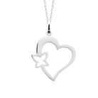 Collier grand cœur ajouré et fleur découpée en acier inoxydable