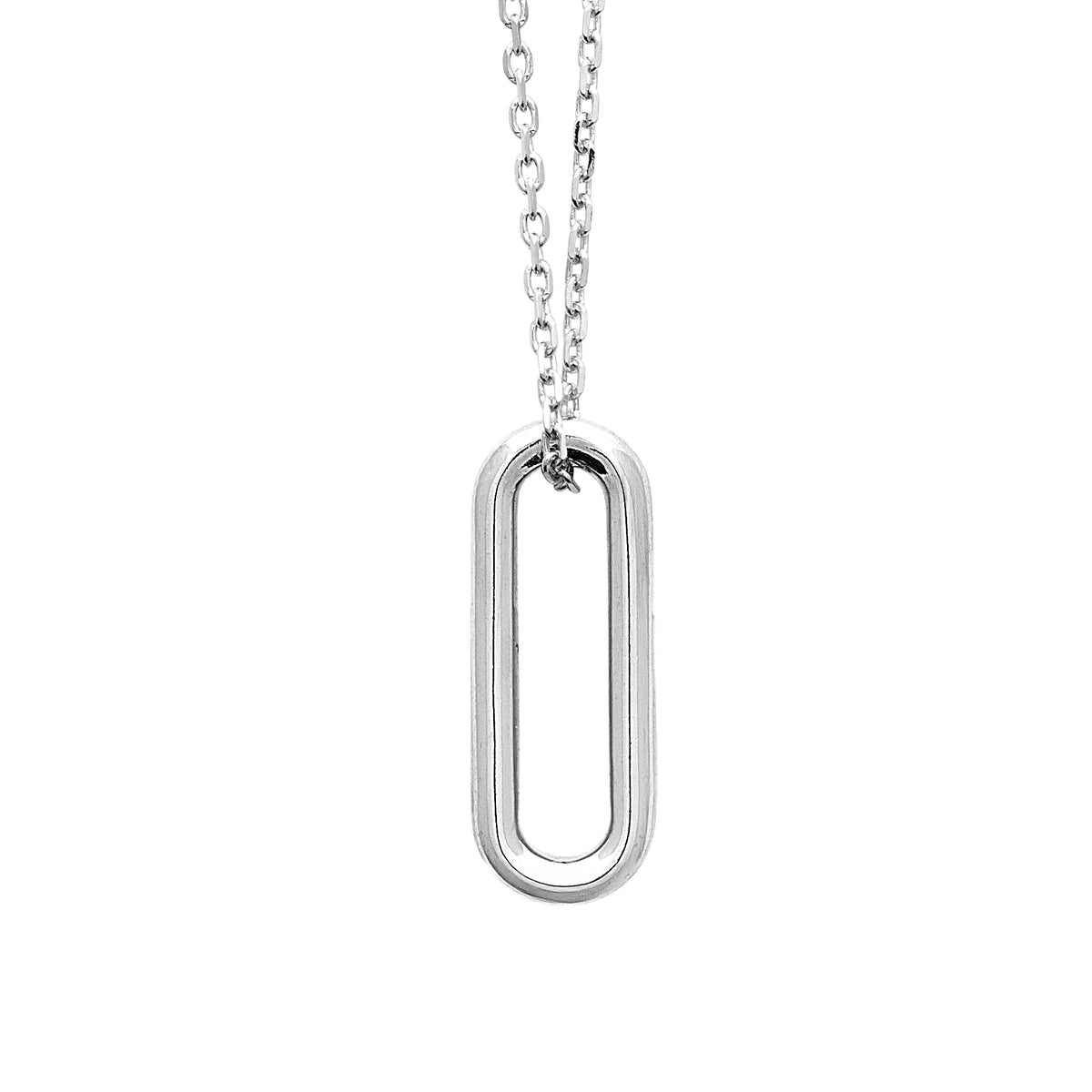 Collier grand maillon ovale façon trombone en argent 925