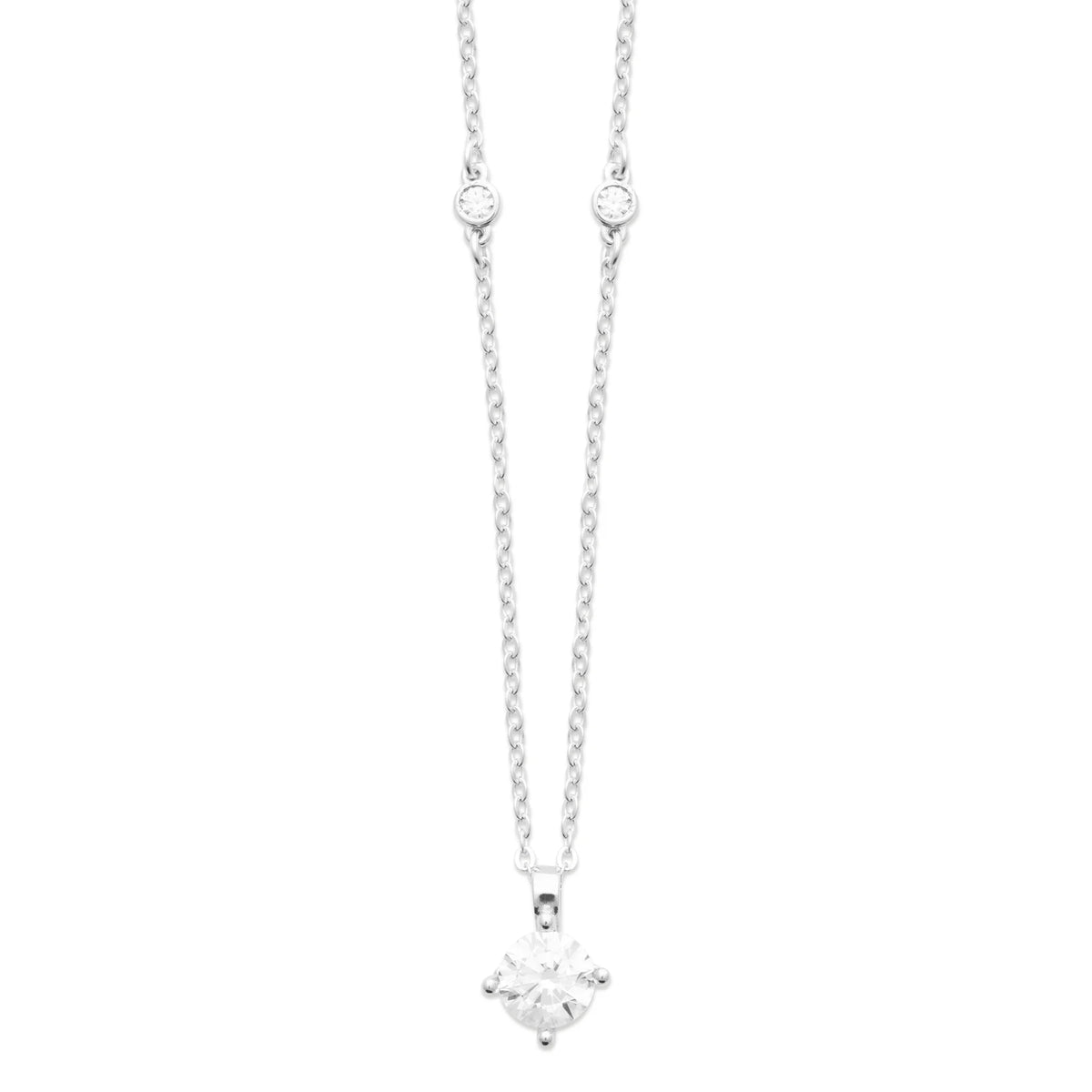 Collier grand zircon solitaire serti à quatre griffes en argent 925
