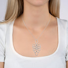 Collier grappe de boucles ovales ciselées en acier argenté