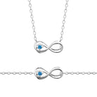 Collier infini poli et pierre bleu ciel en argent 925