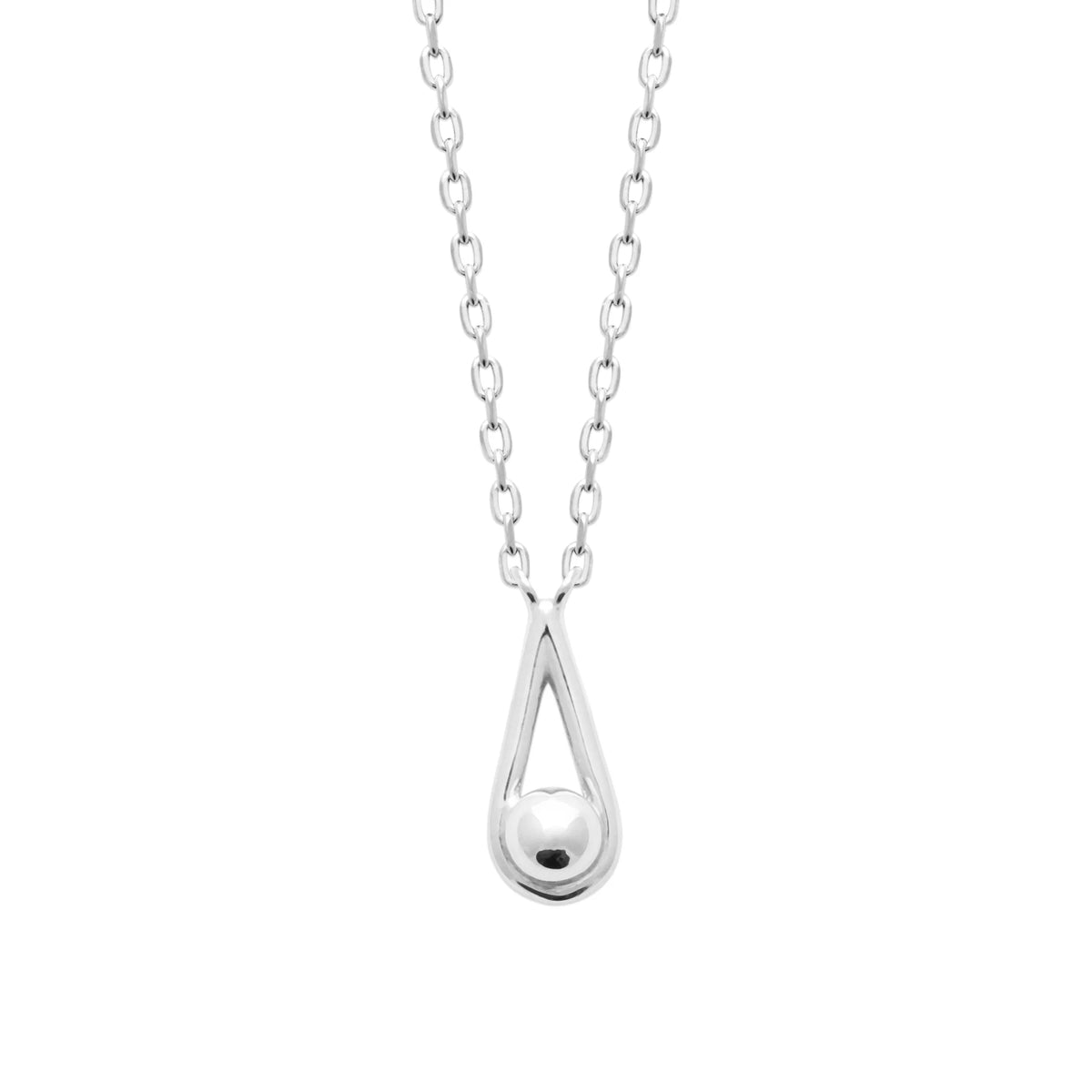 Collier goutte filaire et bille de métal en argent 925