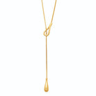 Collier lasso chaîne serpent et goutte lisse en acier doré