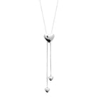 Collier lasso cœur coulissant et chaînettes à petits cœurs en acier argenté