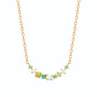Collier ligne de pierres vertes et zircons en plaqué or