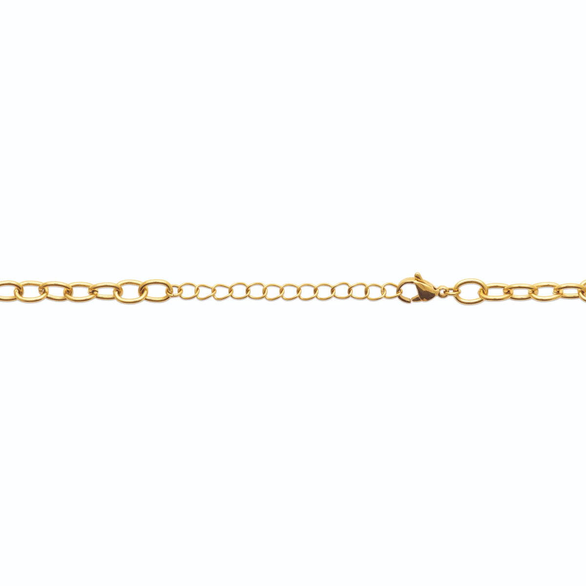 Collier long résine turquoise et anneaux entrelacés en acier doré