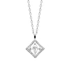 Collier pendentif losange ajouré et trois zircons en argent 925