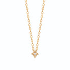 Collier losange granulé perlé et zircon central en plaqué or