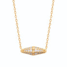 Collier losange horizontal facetté pavé de zircons en plaqué or