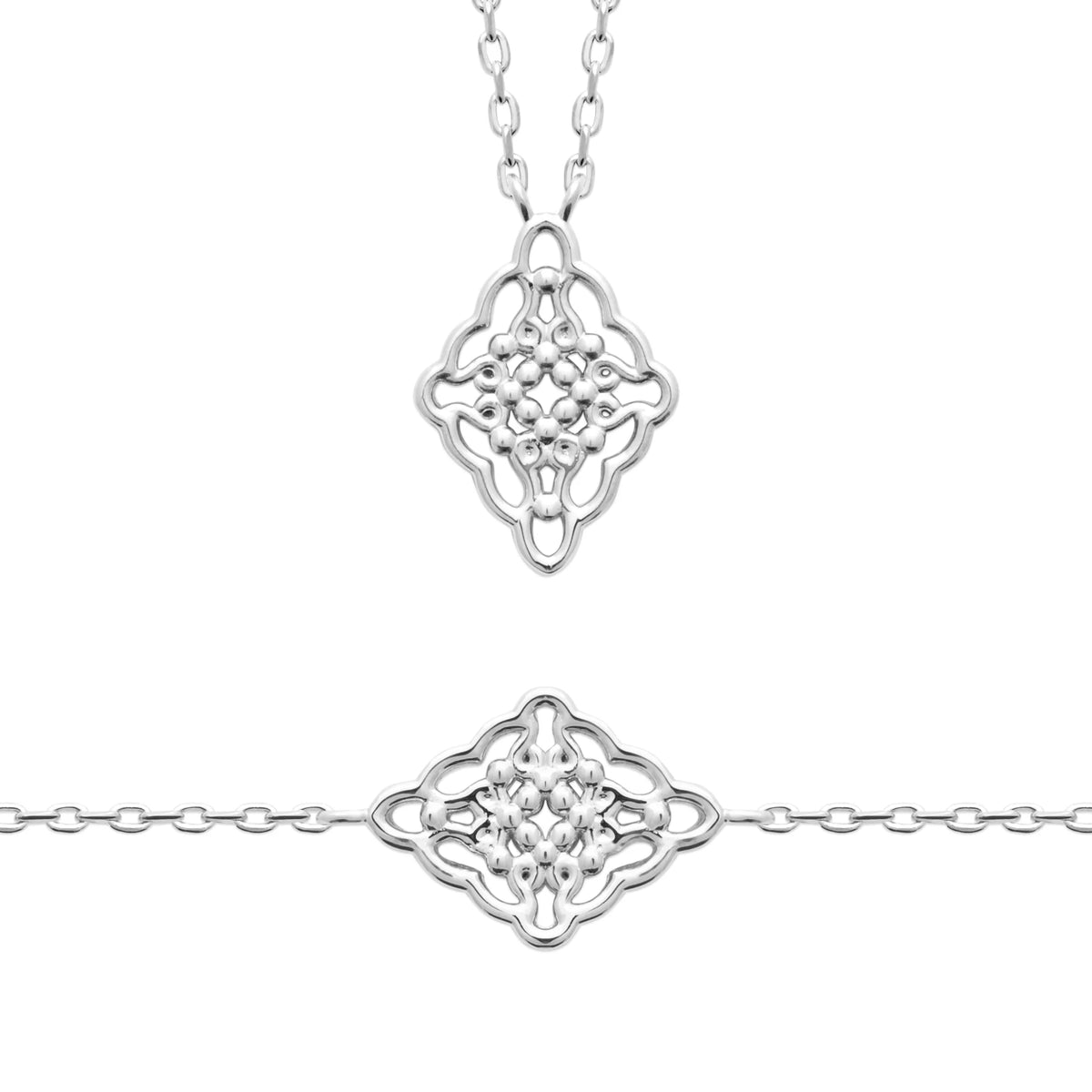 Collier losange ajouré en entrelacs celtique en argent 925