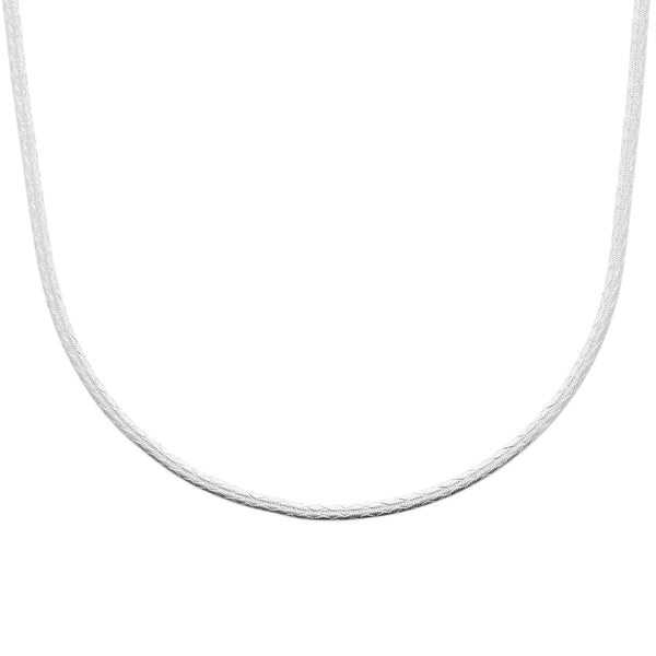 Collier maille chevron ciselée en argent 925 rhodié 45 cm