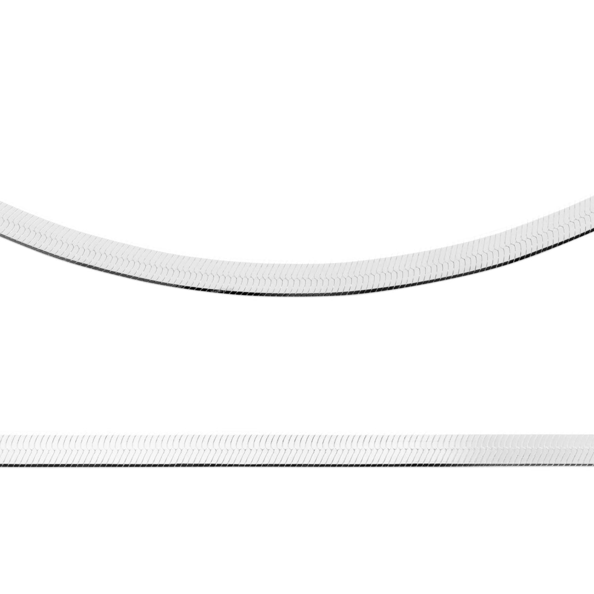 Collier maille chevron plate en argent 925 rhodié 45 cm, autre angle de vue