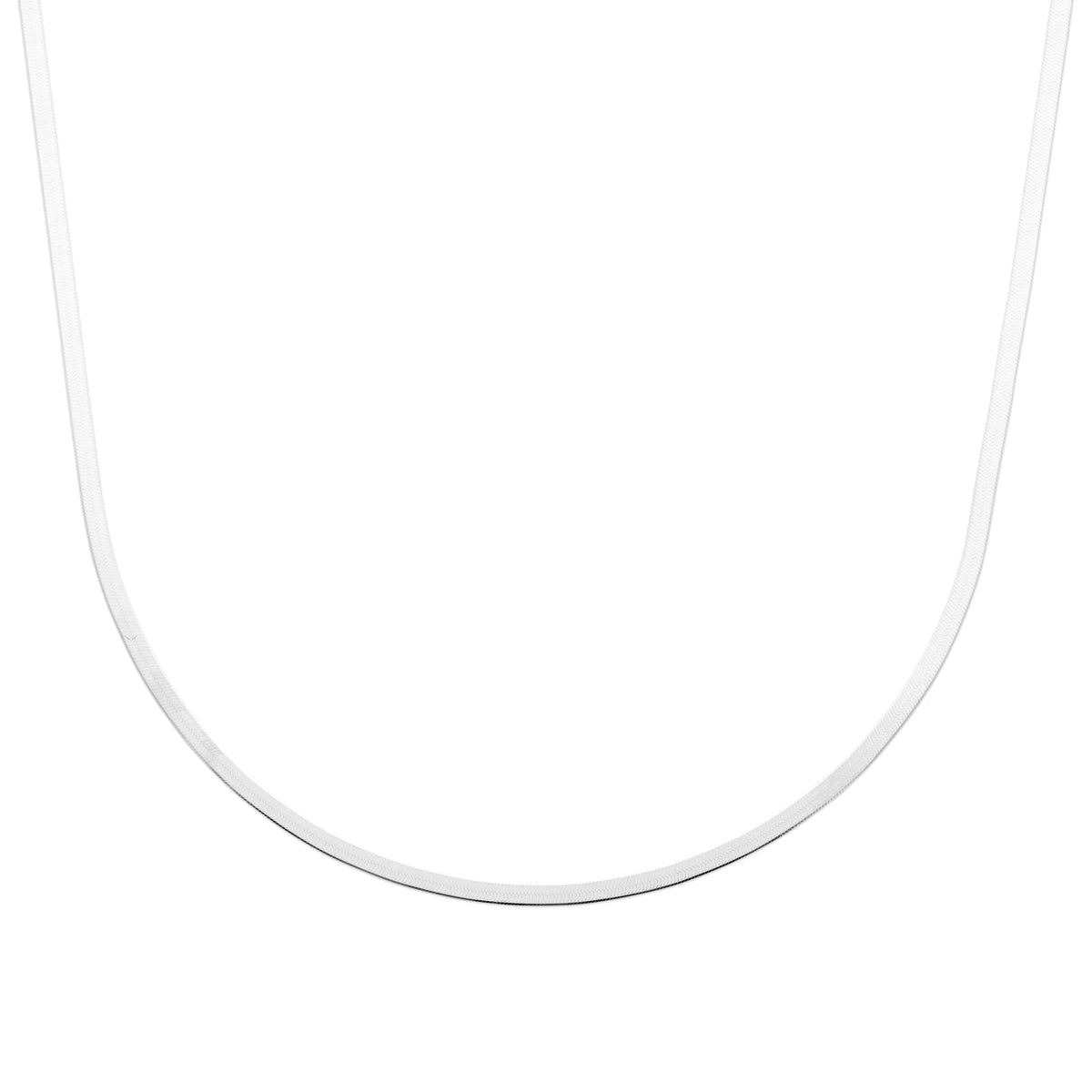 Collier maille chevron plate en argent 925 rhodié 45 cm