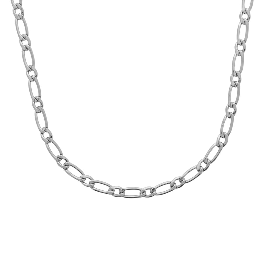 Collier maille figaro en acier PVD argenté homme, porté