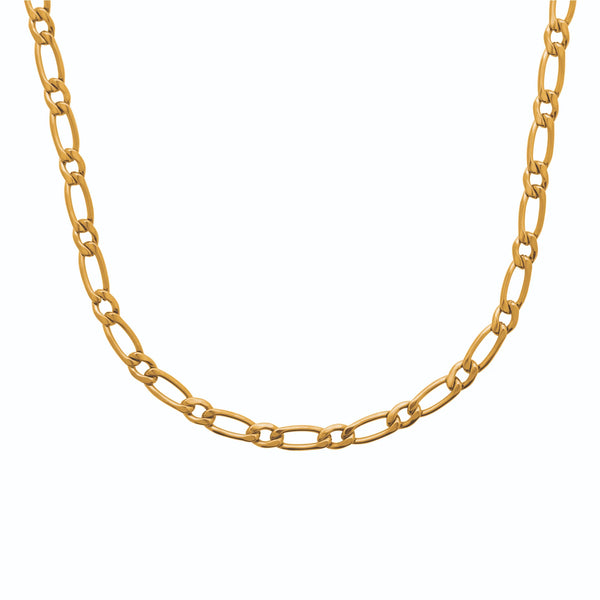 Collier maille figaro fine en acier PVD doré homme, autre vue