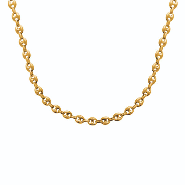 Collier maille grain de café en acier PVD doré homme, autre vue