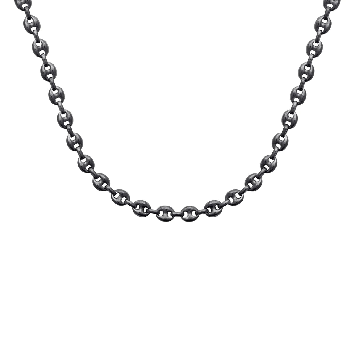 Collier maille grain de café en acier PVD noir homme