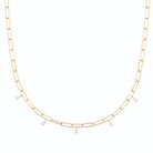 Collier maille trombone à pampilles de zircons en plaqué or