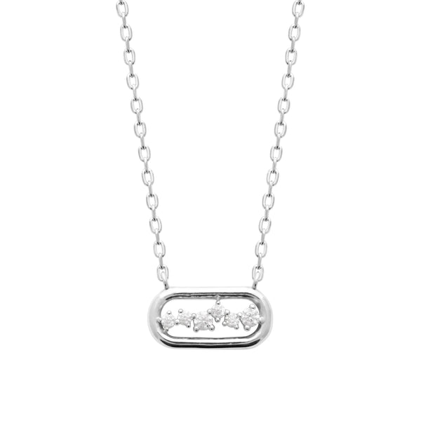 Collier maillon ovale traversé d’une vague de zircons en argent 925