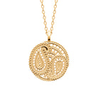 Collier médaille ronde ajourée à motifs cachemire en plaqué or