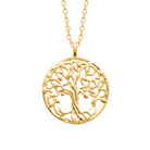 Collier médaille arbre de vie ajourée en plaqué or