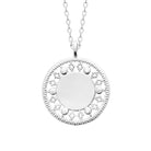 Collier médaille fleurettes ajourées et zircons sertis clos en argent 925