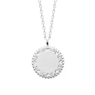 Collier médaille ronde à frise de cœurs et feuillages en argent 925