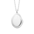 Collier médaille galet à bordure striée de rayons en argent 925