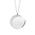 Collier médaille galet bombée et croissant de zircons en argent 925