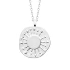 Collier médaille galet et soleil aux rayons perlés en argent 925