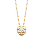 Collier médaille ovale ajourée en dentelle et zircon poire en plaqué or