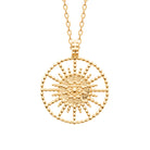 Collier médaille soleil ajourée aux rayons perlés en plaqué or
