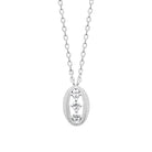 Collier médaillon ovale strié et zircons navette en argent 925