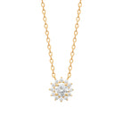 Collier médaillon rosace de zircons en plaqué or