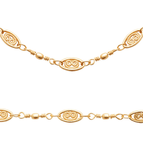 Collier médaillons filigranés en plaqué or 45 cm