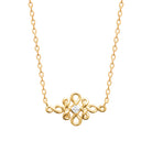 Collier nœud de volutes et zircon en plaqué or