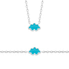 Collier nuage bleu ciel enfant en argent 925 rhodié, 37 cm