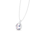 Collier “L’Œuf Céleste” – Or Blanc 18 Carats & 7 Pierres Précieuses Saphir bleu - Saphir rose Pendentif avec chaîne
