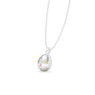 Collier “L’Œuf Céleste” – Or Blanc 18 Carats & 7 Pierres Précieuses Saphir jaune - Saphir pêche Pendentif avec chaîne